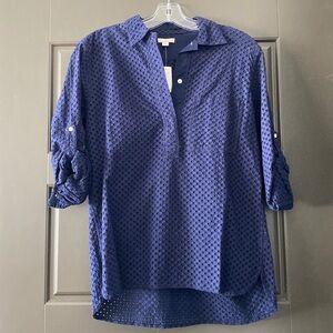 GAP womens navy roll sleeve henley - NEW